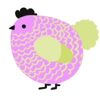A lavender and lemon chicken with a lace pattern