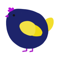 A navy and yellow chicken