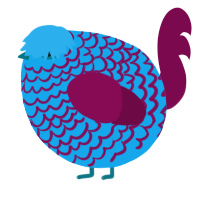A sky and wine chicken with a lace pattern
