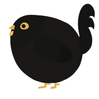 A sable and black chicken with a head pattern