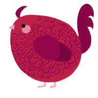 A crimson and maroon chicken with a double-lace pattern