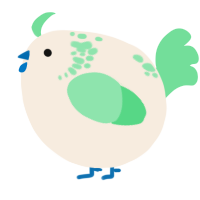 A cream and spring chicken with a neck-speckle pattern