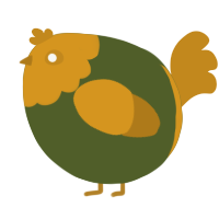 A olive and ochre chicken with a head pattern