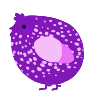 A violet and lavender chicken with a speckle pattern