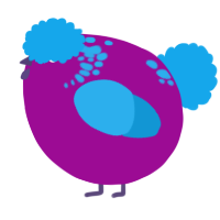 A plum and sky chicken with a neck-speckle pattern