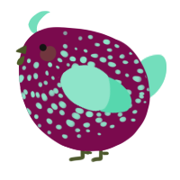 A wine and mint chicken with a speckle pattern