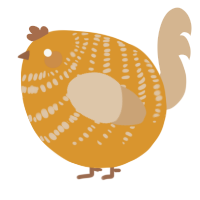 A orange and beige chicken with a bar pattern