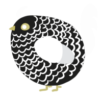 A sable and mist chicken with a lace pattern