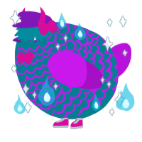 A sea and amethyst chicken with a lace pattern