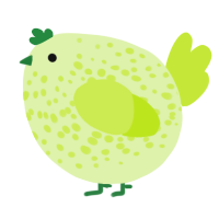 A apple and lime chicken with a speckle pattern