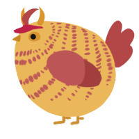 A honey and red chicken with a bar pattern