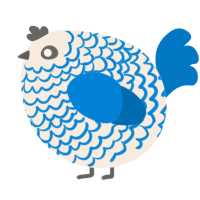 A cream and sapphire chicken with a lace pattern