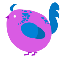 A orchid and sapphire chicken with a neck-speckle pattern