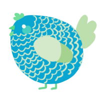 A cerulean and gluppy chicken with a lace pattern