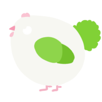 A white and grass chicken