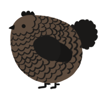 A bark and sable chicken with a lace pattern