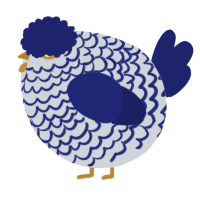 A mist and navy chicken with a lace pattern