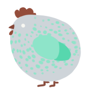 A mist and mint chicken with a speckle pattern