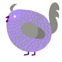 A lilac and ash chicken with a lace pattern