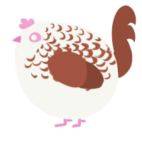 A white and russet chicken with a half-lace pattern