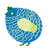 A sapphire and lemon chicken with a lace pattern