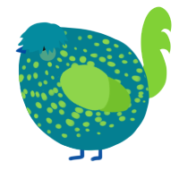 A sea and grass chicken with a speckle pattern