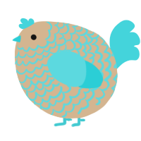 A beige and aqua chicken with a lace pattern