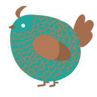 A turquoise and brown chicken with a lace pattern