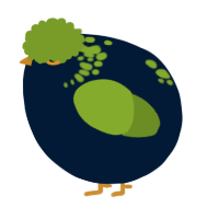 A tumblr and chartreuse chicken with a neck-speckle pattern