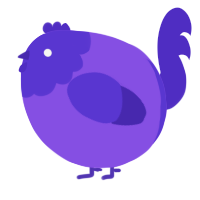 A blurple and indigo chicken with a head pattern