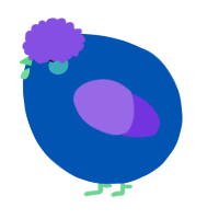 A ultramarine and blurple chicken