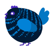 A tumblr and sapphire chicken with a bar pattern