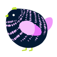 A tumblr and lavender chicken with a bar pattern