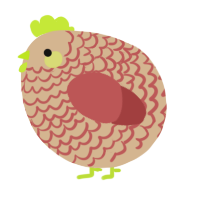 A beige and red chicken with a lace pattern