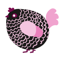 A sable and pink chicken with a lace pattern