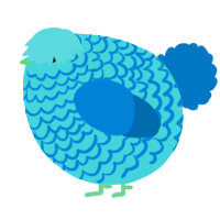 A aqua and sapphire chicken with a lace pattern