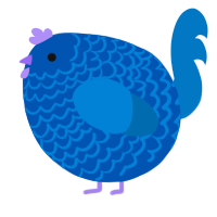 A ultramarine and sapphire chicken with a lace pattern