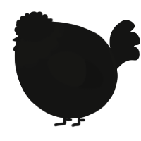 A black chicken with a head pattern