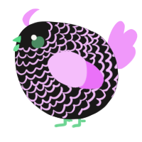 A sable and lavender chicken with a lace pattern