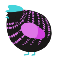 A sable and orchid chicken with a bar pattern
