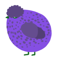 A blurple and overcast chicken with a speckle pattern