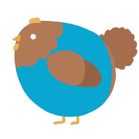 A cerulean and brown chicken with a head pattern