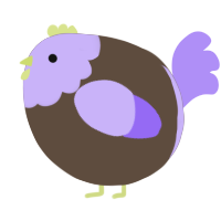 A bark and lilac chicken with a head pattern