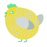 A yellow and silver chicken with a lace pattern