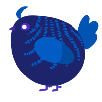 A navy and ultramarine chicken with a half-bar pattern