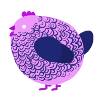 A lavender and navy chicken with a double-lace pattern