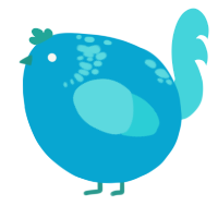A cerulean and aqua chicken with a neck-speckle pattern