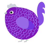 A violet and blurple chicken with a lace pattern