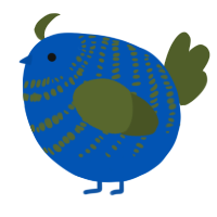 A ultramarine and olive chicken with a bar pattern