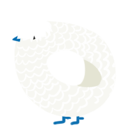 A white chicken with a lace pattern